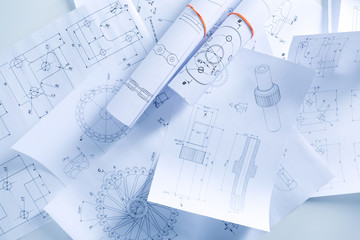 Set of engineering drawings, top view