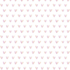 hand drawn rose color heart seamless pattern