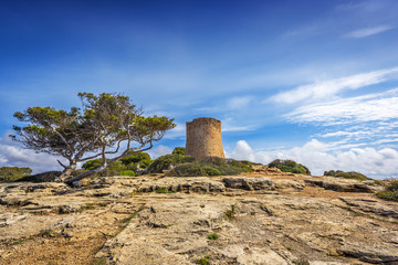 Torre de Cala Pi, medieval watchtower on the coast of Cala Pi