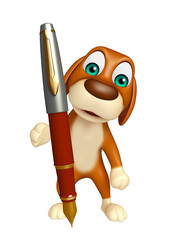 Dog cartoon character  with pen