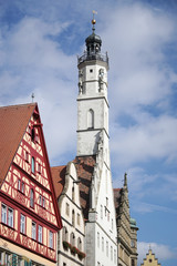 Fototapeta na wymiar Old clock tower in Rothenburg
