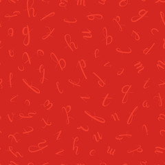 Red vector alphabet seamless pattern. ABC vector Letters