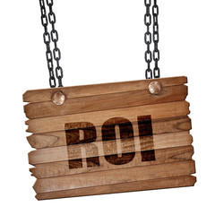 roi, 3D rendering, wooden board on a grunge chain