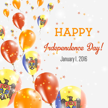 Moldova, Republic of Independence Day Greeting Card. Flying Balloons in Moldova, Republic of National Colors. Happy Independence Day Moldova, Republic of Vector Illustration.