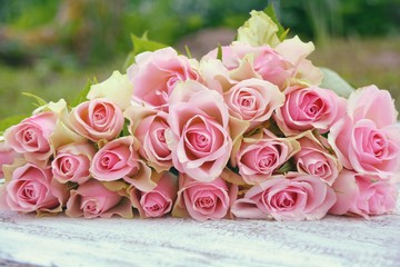 Grußkarte - rosa Rosenstrauß