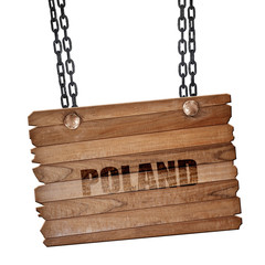 Greetings from poland, 3D rendering, wooden board on a grunge ch