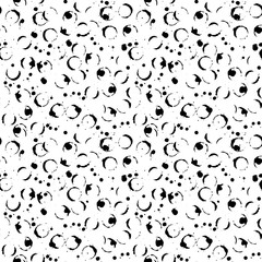 Abstract black and white monochrome ink circle seamless pattern