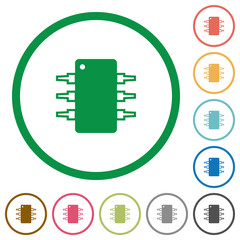 Integrated circuit outlined flat icons
