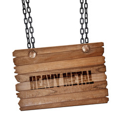 heavy metal music, 3D rendering, wooden board on a grunge chain