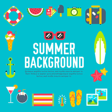 Summer icon flat illustration background design