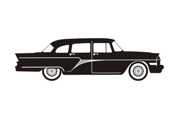 black russian retro car on the white background