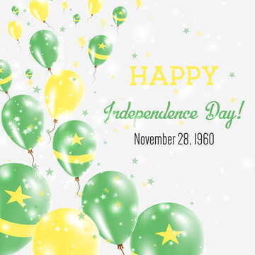 Mauritania Independence Day Greeting Card. Flying Balloons in Mauritania National Colors. Happy Independence Day Mauritania Vector Illustration.
