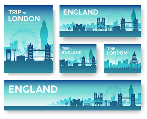 England landscape vector banners set. Vector design illustration