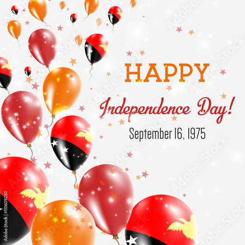 Papua New Guinea Independence Day Greeting Card Flying Balloons In National Colors