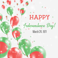 Bangladesh Independence Day Greeting Card. Flying Balloons in Bangladesh National Colors. Happy Independence Day Bangladesh Vector Illustration.
