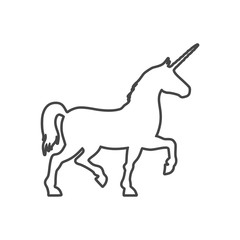 Silhouette of Unicorn Horse line icon