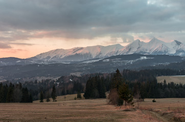 Tatra mountains - morning landscape over Spisz highland