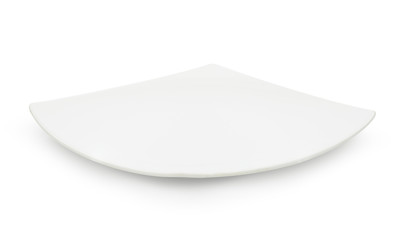 Empty white ceramic dish on white background