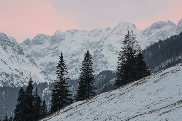 Tatra mountains in the winter evening