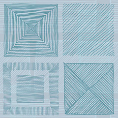 Hand-drawn blue linear endless texture. Template for design and decoration