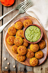 pesto sauce with chickpeas carrots cilantro bites