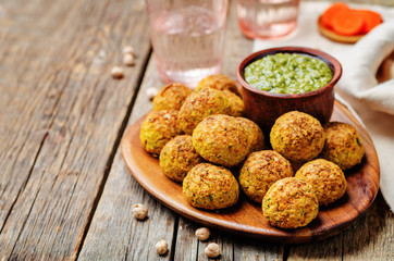 chickpeas carrots cilantro bites with pesto sauce