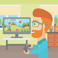 Man playing video game.