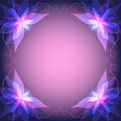 Decorative luxury frame with pink - violet flower