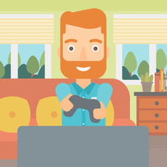 Man playing video game.