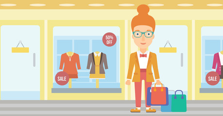 Happy customer with bags.