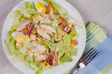 Chicken, Bacon, Eggs and Breadsticks Salad