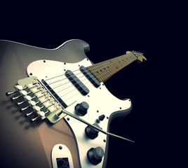 Close up Brown Electric guitar Guitar Musical Instrument Concept and Backgrounds