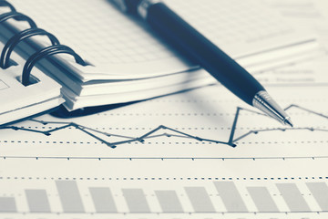 Naklejka na ściany i meble Stock market graphs and charts analysis