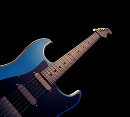Obraz premium Close up Blue Electric guitar Guitar Musical Instrument and Backgrounds