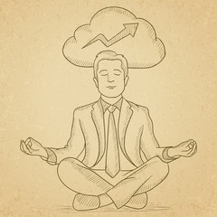 Peaceful businessman meditating.