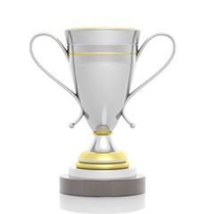3d rendering of a Golden and Silver trophy