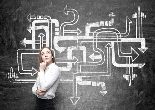 Arrow sketch on chalkboard