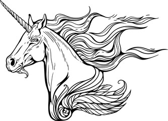 unicorn with mane  of fire. © nadiiaz