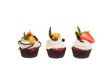 Tasty cake with pieces of fruit