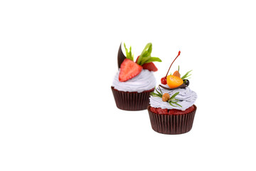 Tasty cake with pieces of fruit