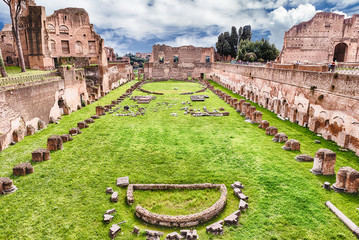 Ruins of the Stadium of Domitian, Palatine Hill in Rome