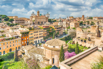 Aerial view of Rome city centre from the Palatine Hill
