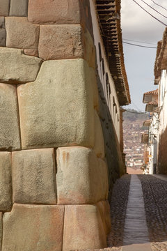 Historical street of Cuzco in Peru