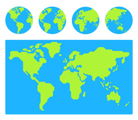 Fototapeta na wymiar World map with globes