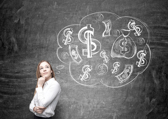 Delegating concept with thoughtful businesswoman