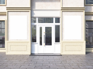 Shop exterior with blank posters