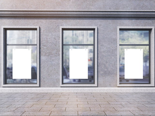Windows with blank posters