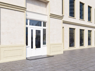 Shop exterior with blank walls
