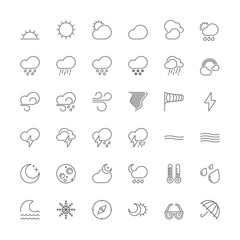 Line icons. The weather - obrazy, fototapety, plakaty