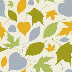 Seamless pattern with stylized silhouette leaves